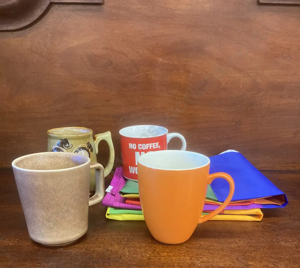 Assorted Coffee Cups - Nood, Di Antonio Etc With a Pair of Flags Image 1++