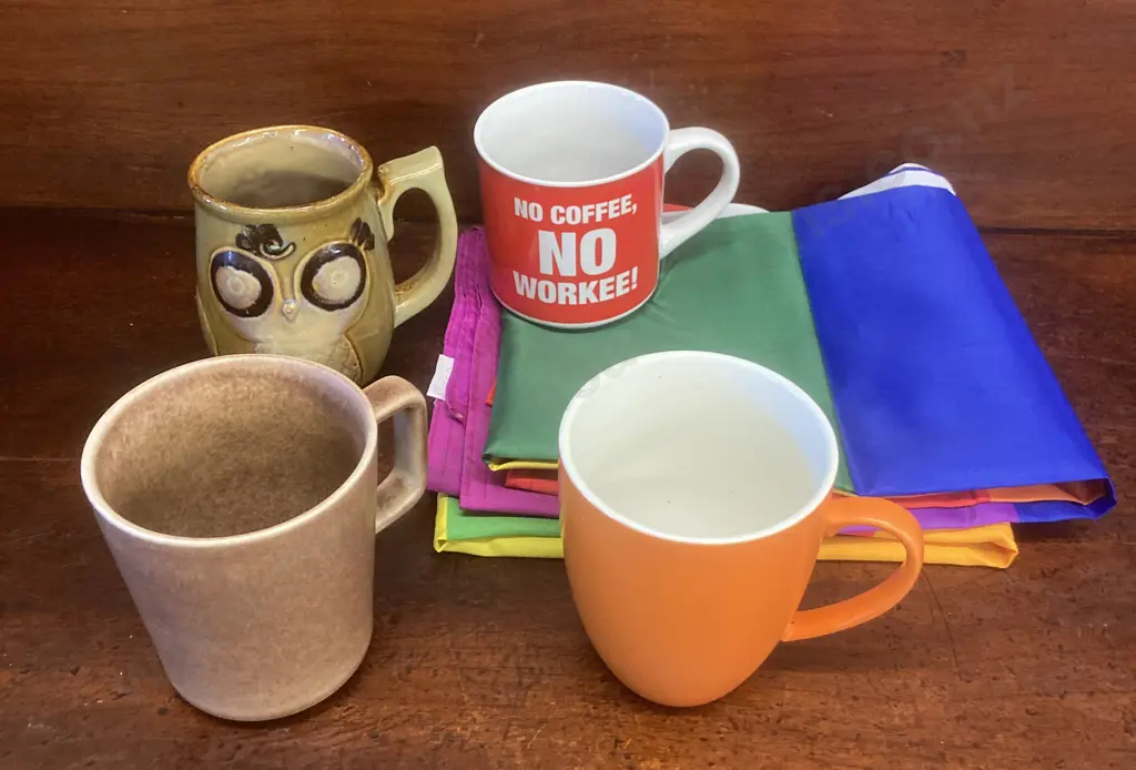 Assorted Coffee Cups - Nood, Di Antonio Etc With a Pair of Flags Image 1++