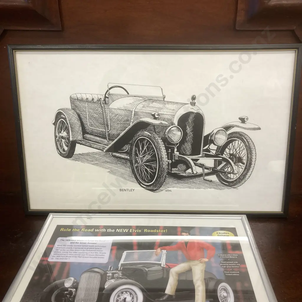 Framed Elvis Roadster Print & Framed Bentley Print Image 1++