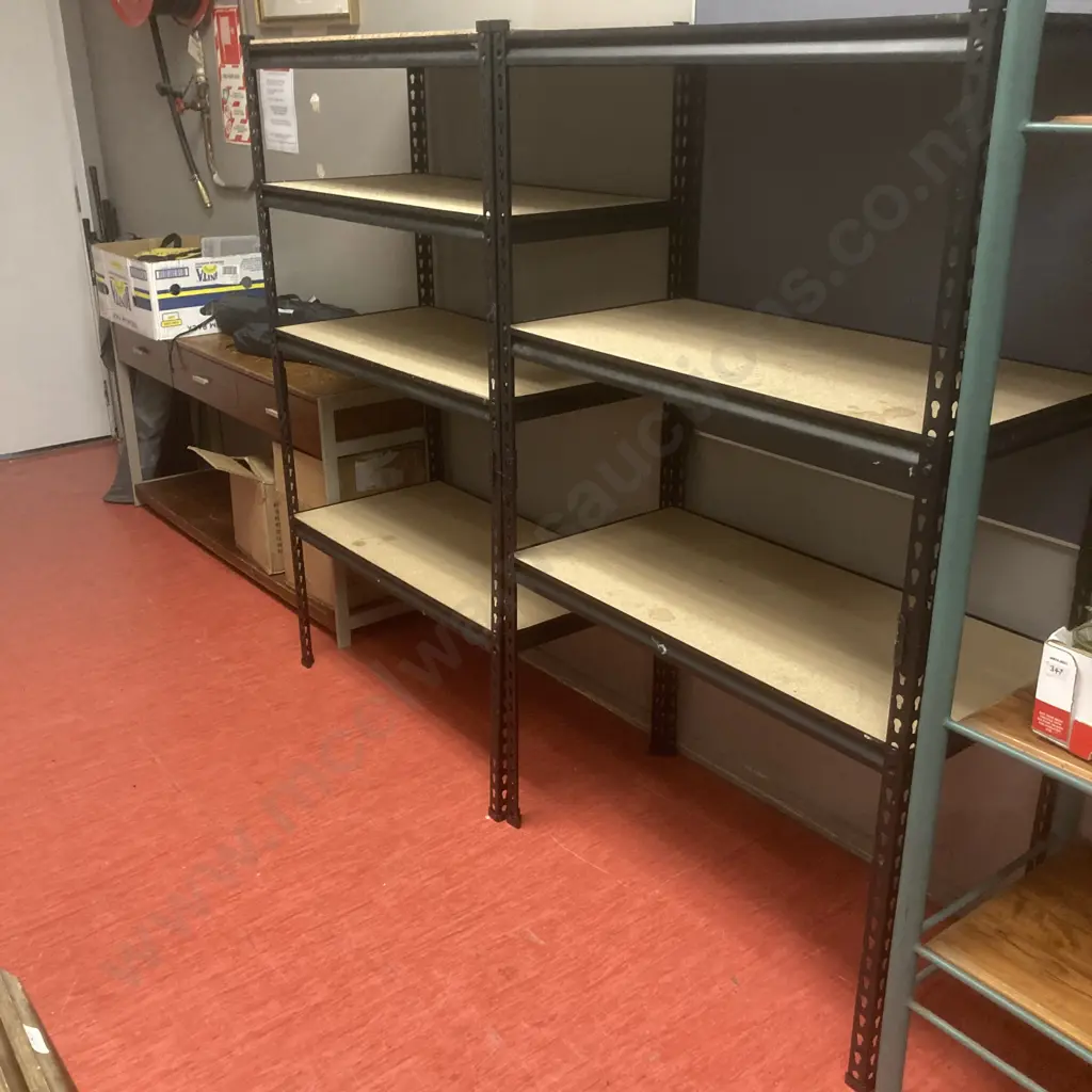 Pair Of Adjustable Metal Framed Shelf Units Image 1++