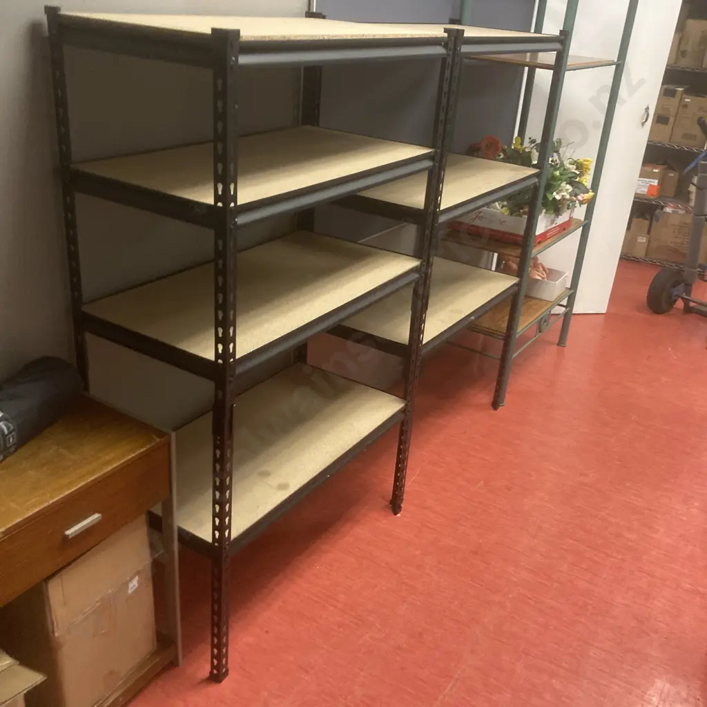 Pair Of Adjustable Metal Framed Shelf Units Image 1++