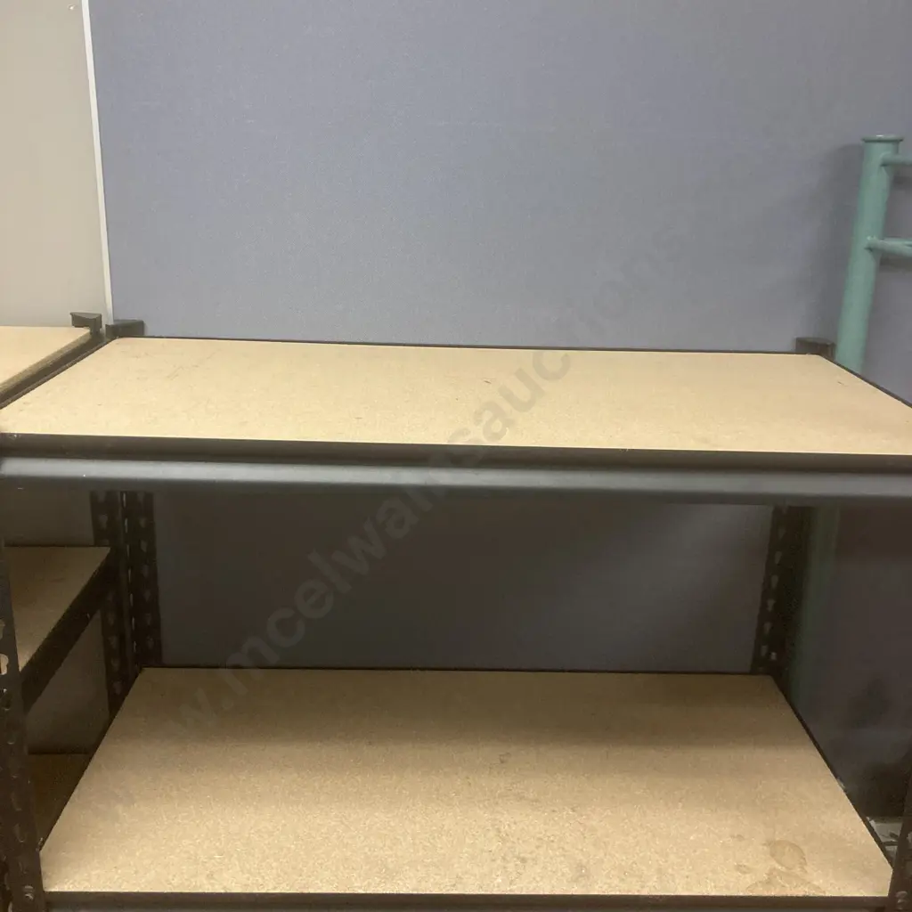 Pair Of Adjustable Metal Framed Shelf Units Image 1++