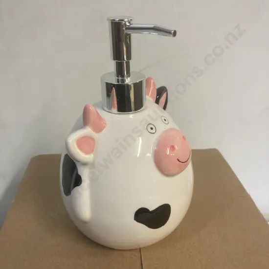 Lot of 4 Cow Ceramic Soap Dispensers