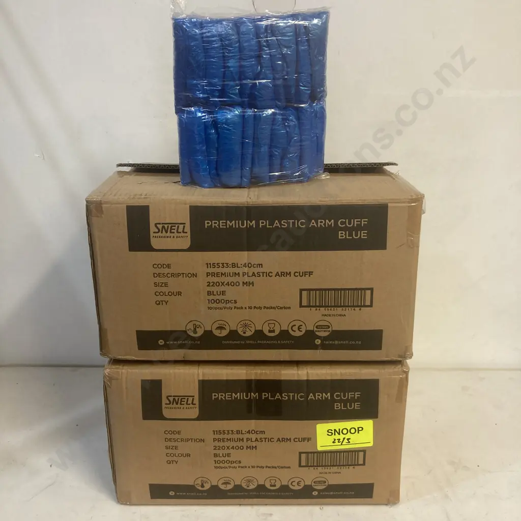 Snell Premium Plastic ArmCuff 220x400mm Blue, 2 x Boxes of 1000 Image 1++