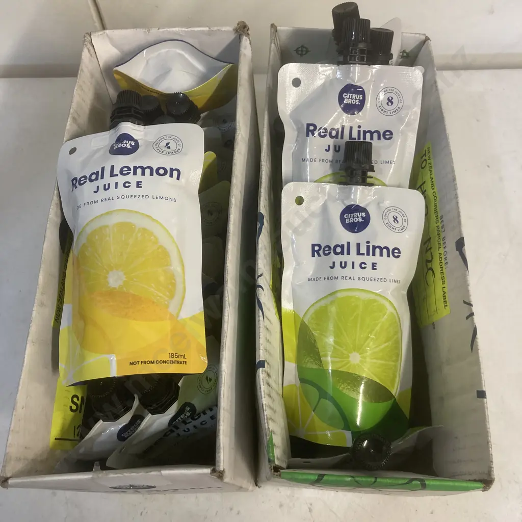 Citrus Bros Real Lime Juice 12x185ml BB 21/9/24, Real Lemon Juice 12x185ml BB 29/5/25 Image 1++