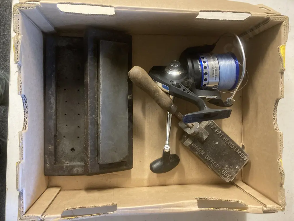 Vintage NZ Lead Sinkers Mold, Jarvis Walker 6000 Spin Reel, Sharpening Stone Image 1++