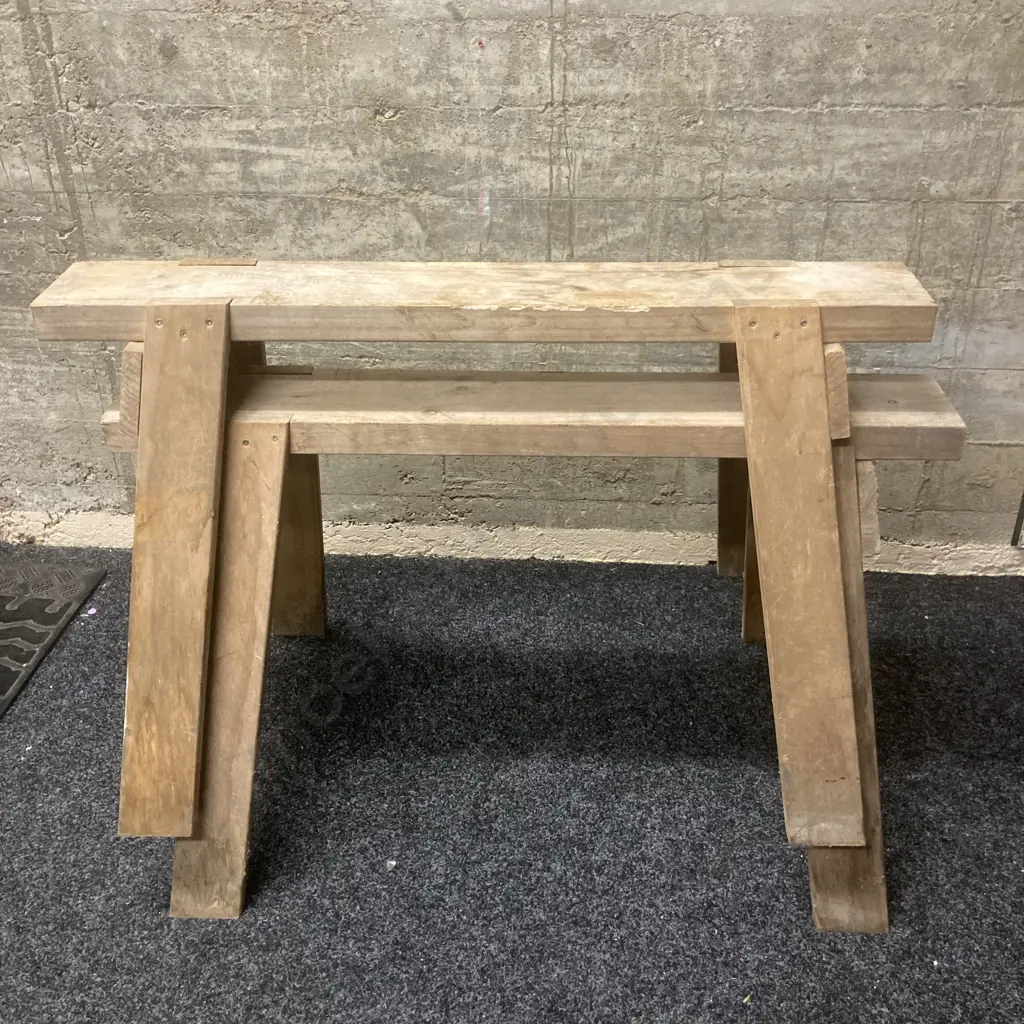 Pair of Wooden Sawhorses. 59 x 98cm Image 1++