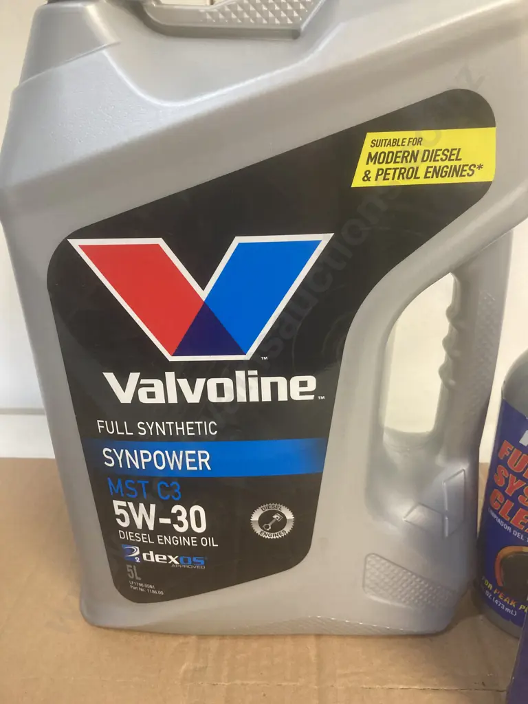 Valvoline Synpower MST C3 5W-30 Diesel Engine Oil 5 Litres & 4 x Abro Fuel System Cleaner Image 1++