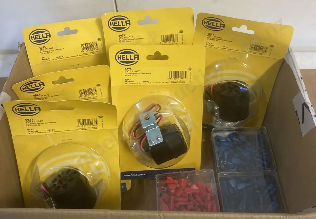 Lot of 6 Hella 6023 Reversing Buzzer Intermittent & 3 Packs of Crimp Terminals Image 1++