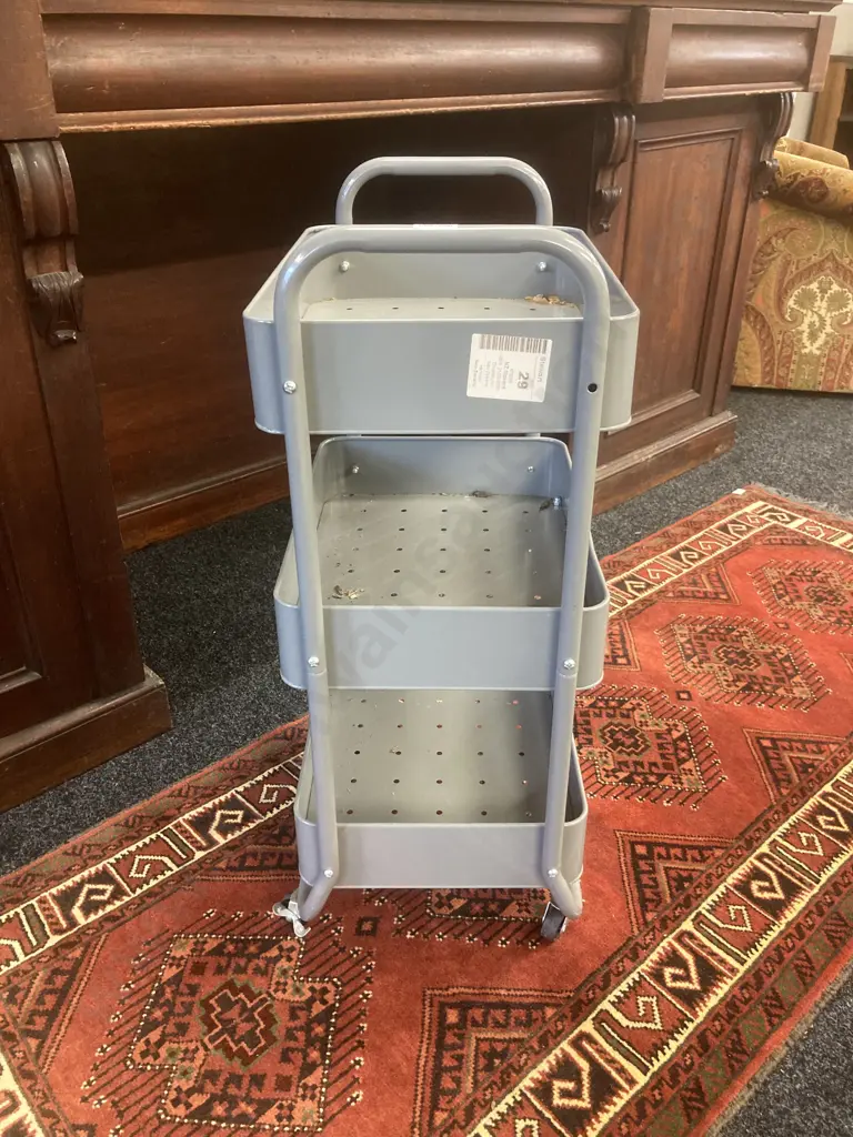 3 Tier Metal Storage Cart, Mobile. H78 W44 D31cm Image 1++