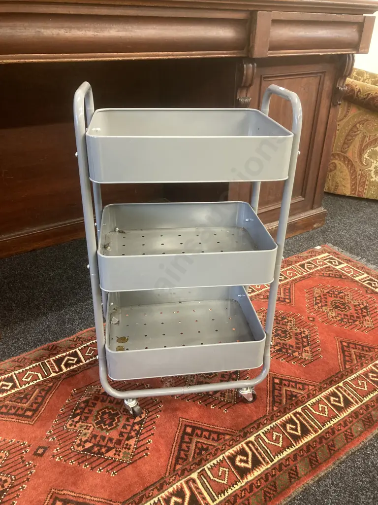 3 Tier Metal Storage Cart, Mobile. H78 W44 D31cm Image 1++