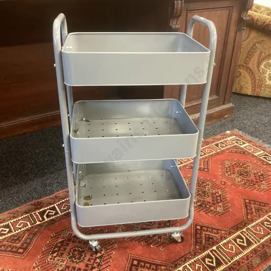 3 Tier Metal Storage Cart, Mobile. H78 W44 D31cm