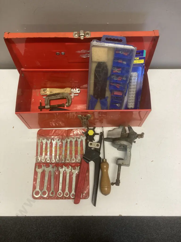 Orange Toolbox, Hobby Vice, Leather Punch, Terminal Kit Etc Image 1++