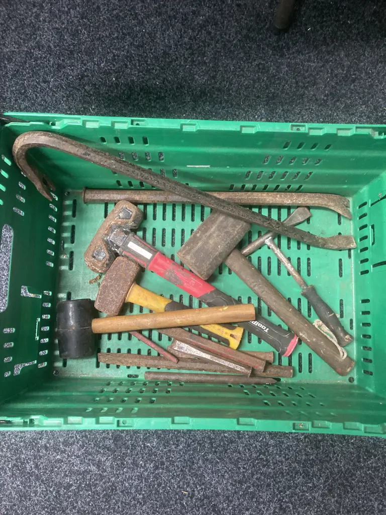 Green Bin, Hammers, Cold Chisels, Pinch Bars Image 1++
