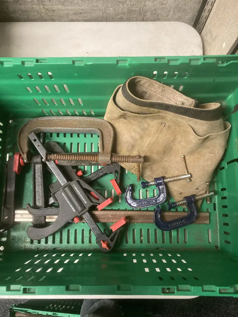 Green Bin, Clamps, Builders Apron Image 1++