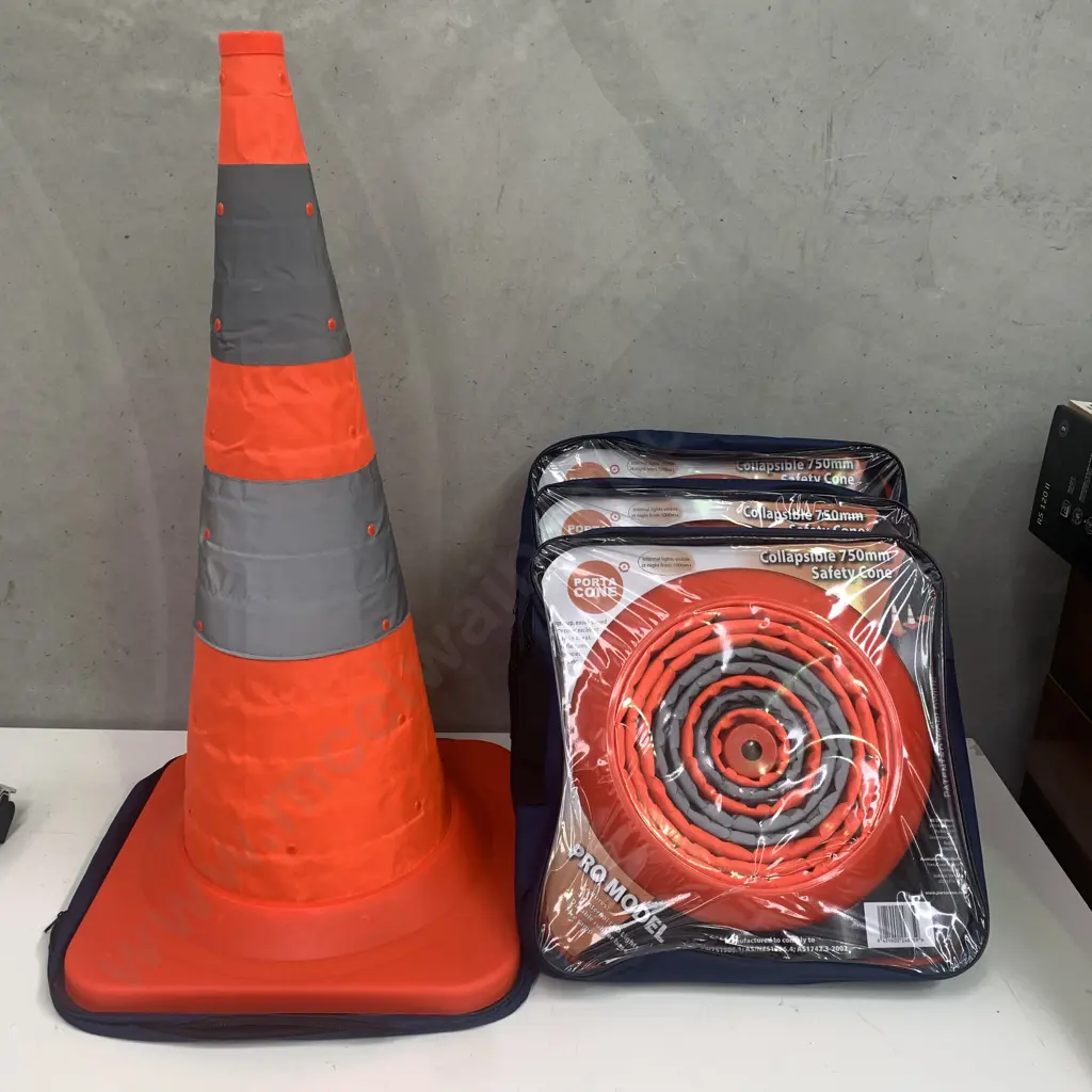 NEW - 750mm Pro Collapsible Safety Cone - PortaCone - x 4 Image 1++