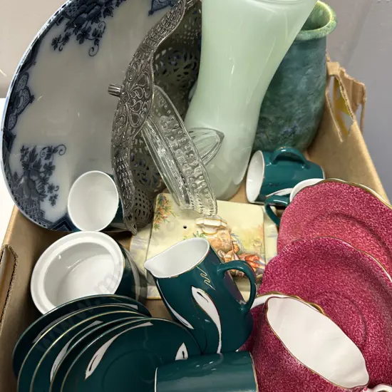 Box Of China And Glass Items