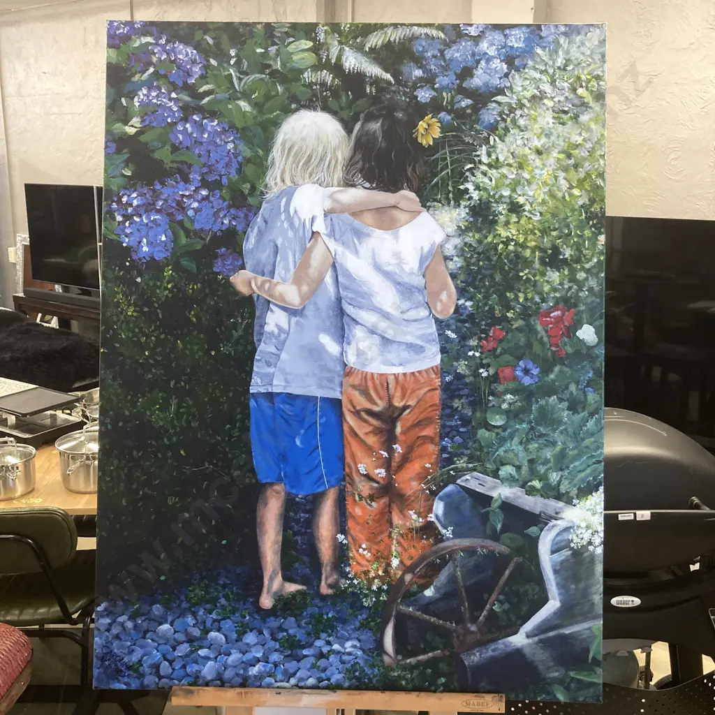 Original Artwork by Caroline Hartley - 'Best Friends', July '05, Oil On Canvas. 102 x 76cm Image 1++