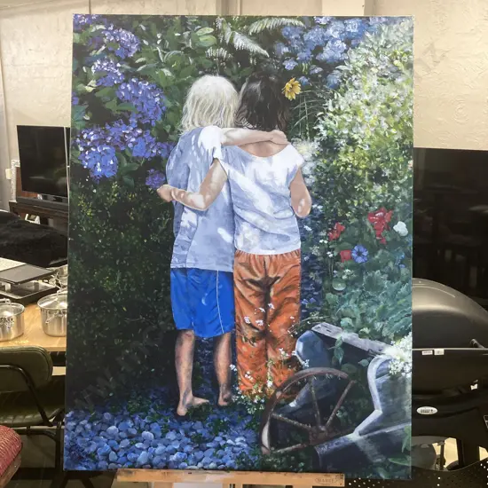 Original Artwork by Caroline Hartley - 'Best Friends', July '05, Oil On Canvas. 102 x 76cm