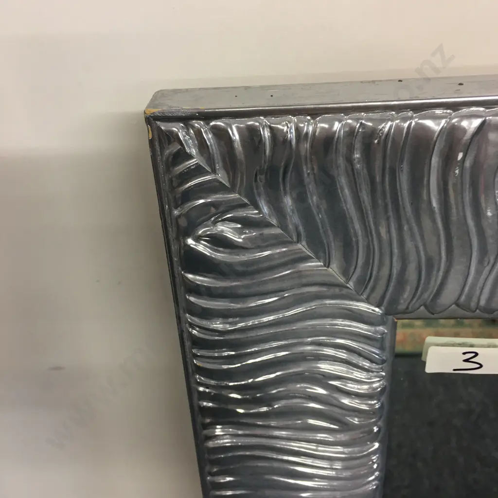 Wall Mirror With a Silver Ridged Metallic Coloured Frame. 115 x 60cm Image 1++