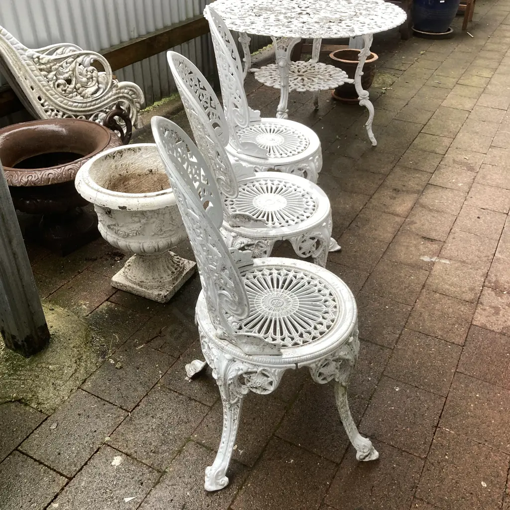 Set of 3 Enderslea Cast Aluminium Outdoor Chairs Image 1++