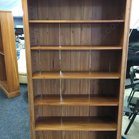 Rimu Bookcase, 5 Adjustable Shelves, T&G Back. H190 W110 D35cm