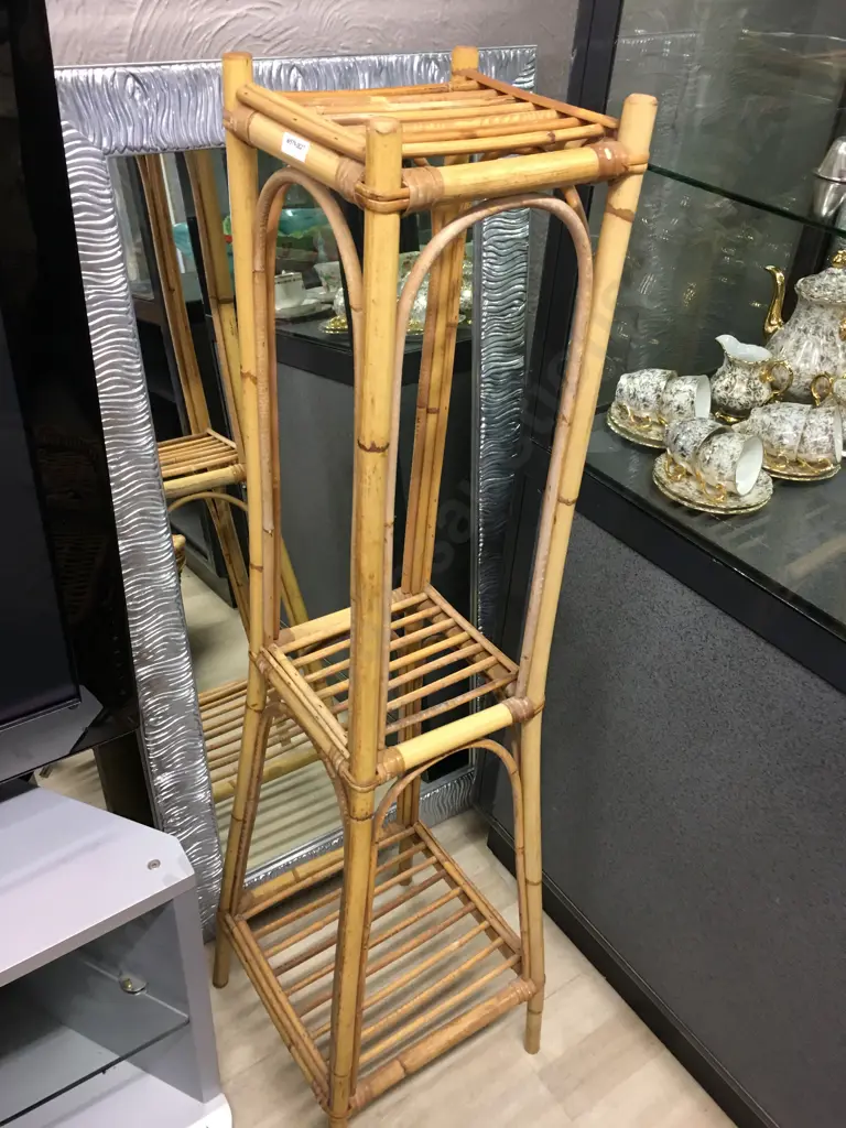 Cane 3 Tier Plant Stand. H119 W33 D33cm Image 1++