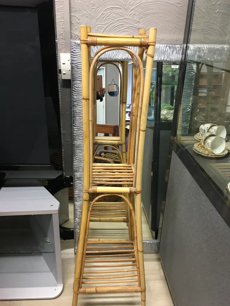 Cane 3 Tier Plant Stand. H119 W33 D33cm Image 1++