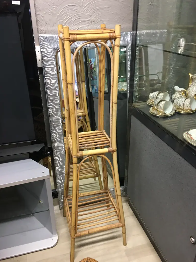 Cane 3 Tier Plant Stand. H119 W33 D33cm Image 1++