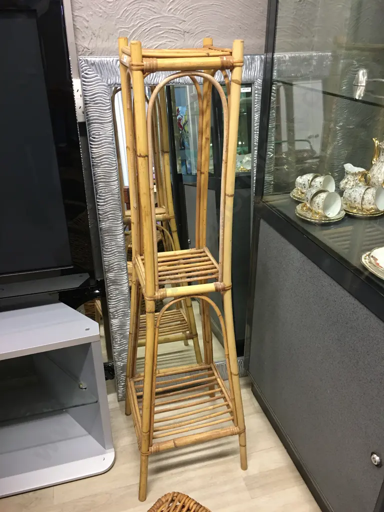Cane 3 Tier Plant Stand. H119 W33 D33cm Image 1++