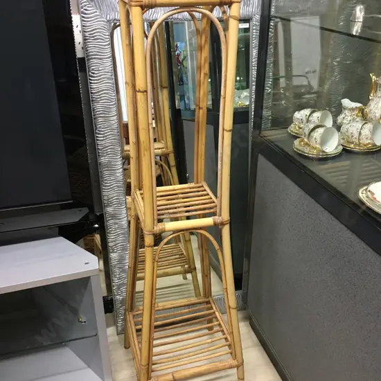 Cane 3 Tier Plant Stand. H119 W33 D33cm
