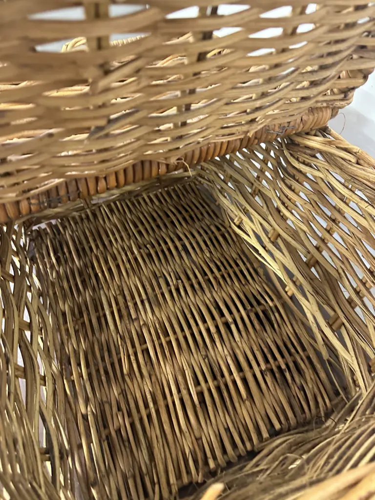 Large Cane Picnic Hamper Double Opening H32,W58cm. Image 1++