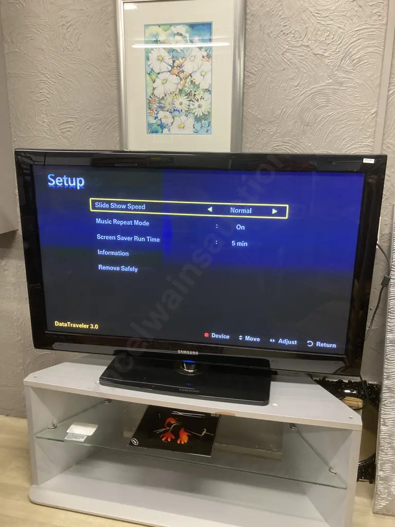 Samsung 50" Full HD Plasma TV PS50A550s1F With Remote Control & Grey TV Stand With Glass Shelf Image 1++