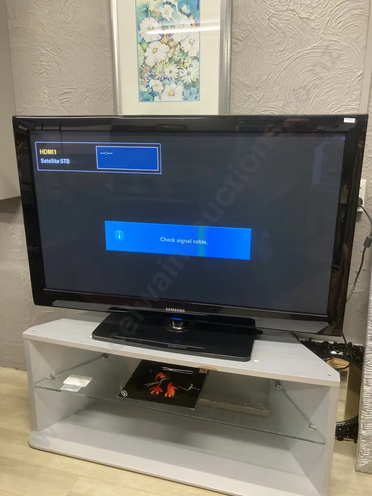 Samsung 50" Full HD Plasma TV PS50A550s1F With Remote Control & Grey TV Stand With Glass Shelf Image 1++