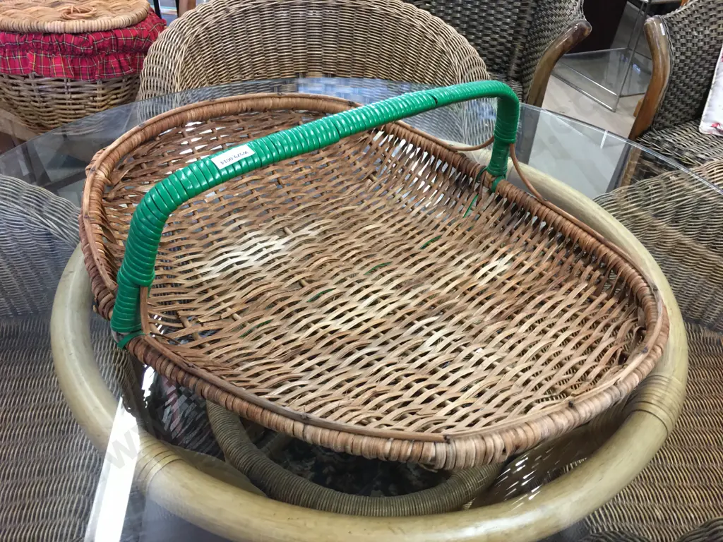Vintage Woven Wicker Flower Trug. H20 W57 D48cm Image 1++
