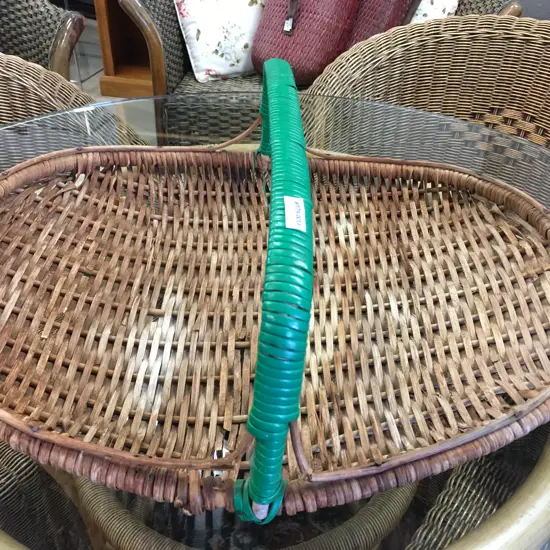 Vintage Woven Wicker Flower Trug. H20 W57 D48cm