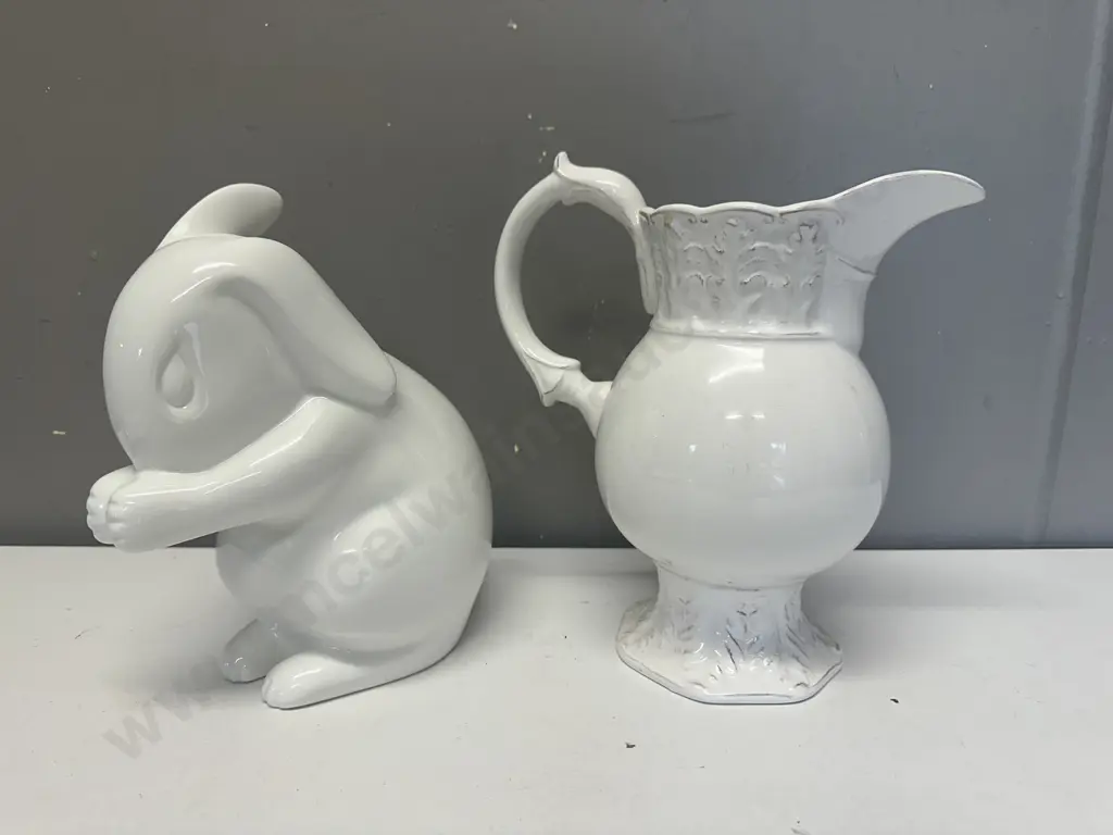 French Country Jug & Rabbit Figurine Image 1++