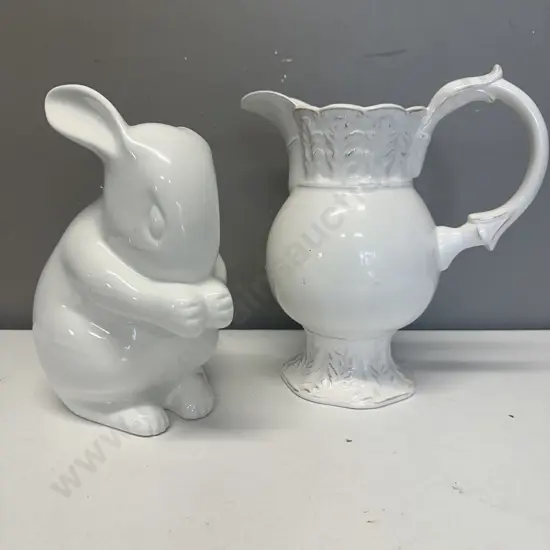 French Country Jug & Rabbit Figurine