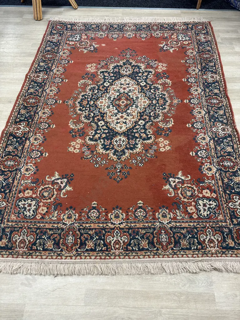 Floor Rug - 163 x 235cm Terracotta / Blue Image 1++