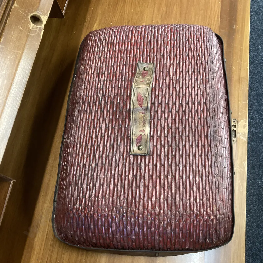 Vintage Rattan & Leather Food Cover. H13 W58.5 D41cm Image 1++
