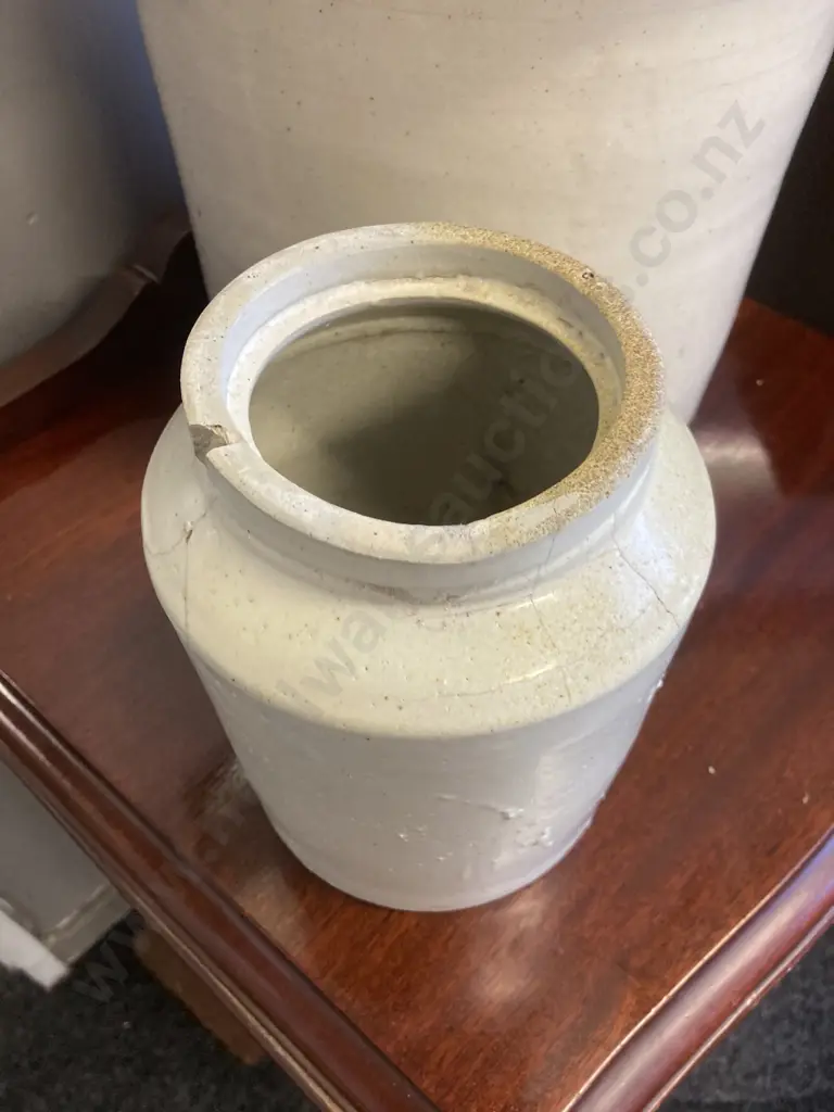 Vintage Stoneware Crocks (As Found Condition) 26 x 27cm & 18 x 13cm Image 1++