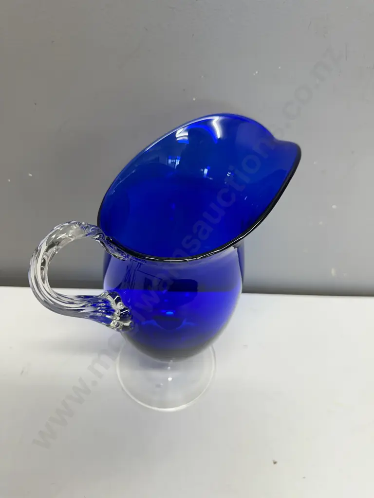 Christina Cobalt Blue Art Glass Pitcher. H28cm Image 1++