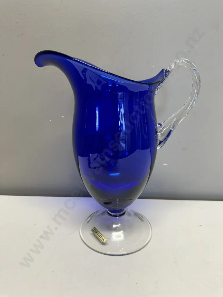 Christina Cobalt Blue Art Glass Pitcher. H28cm Image 1++