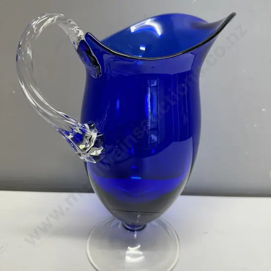 Christina Cobalt Blue Art Glass Pitcher. H28cm