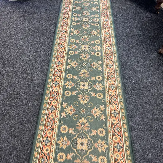 Green & Terracotta Floor Runner. 464 x 67cm