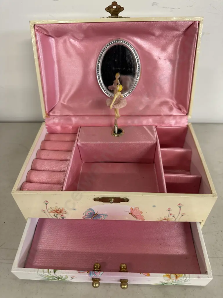 Musical Jewellery Box With Turning Ballerina, Fairy & Butterflies Decoration Image 1++