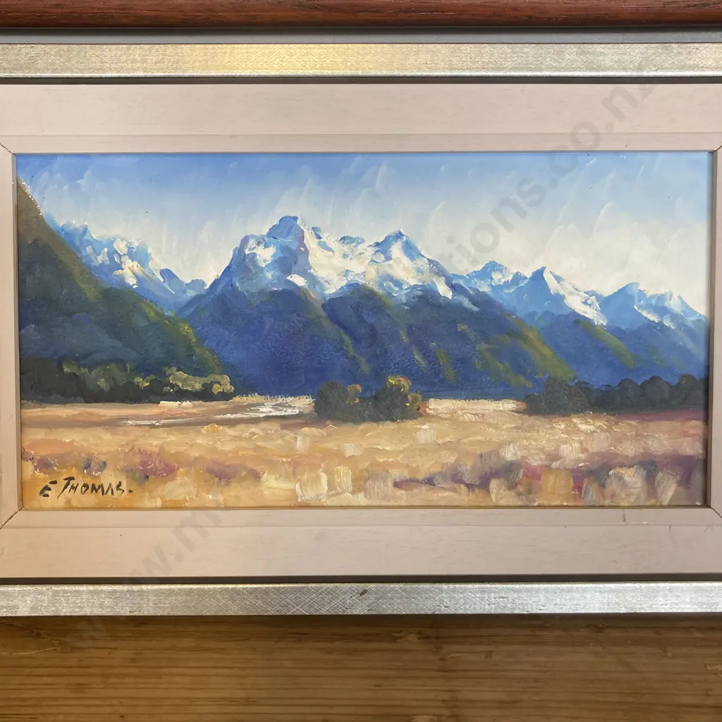 Original Oil Painting by E.J. Thomas - Knobbs Flat Eglinton Valley 2004', Signed. 21 x 34cm Image 1++
