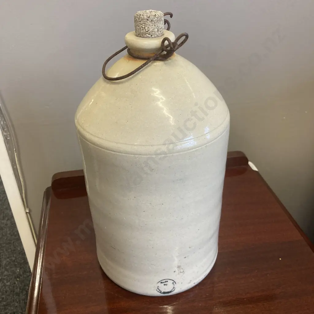 Timaru Potteries Stoneware Jug With Wire Handle. H30cm Image 1++