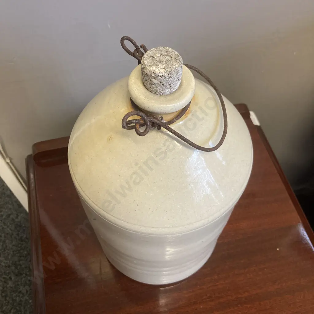 Timaru Potteries Stoneware Jug With Wire Handle. H30cm Image 1++