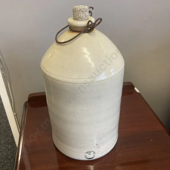 Timaru Potteries Stoneware Jug With Wire Handle. H30cm